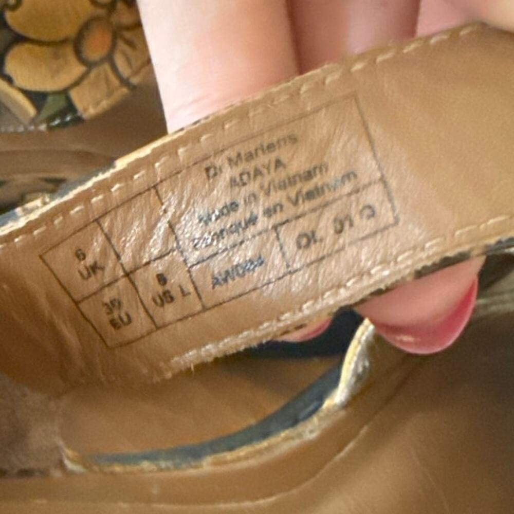 Dr. Martens Adaya Tan Tattoo Floral Wedge Sandals Japanese Chunky 1970s 8 - Picture 9 of 9